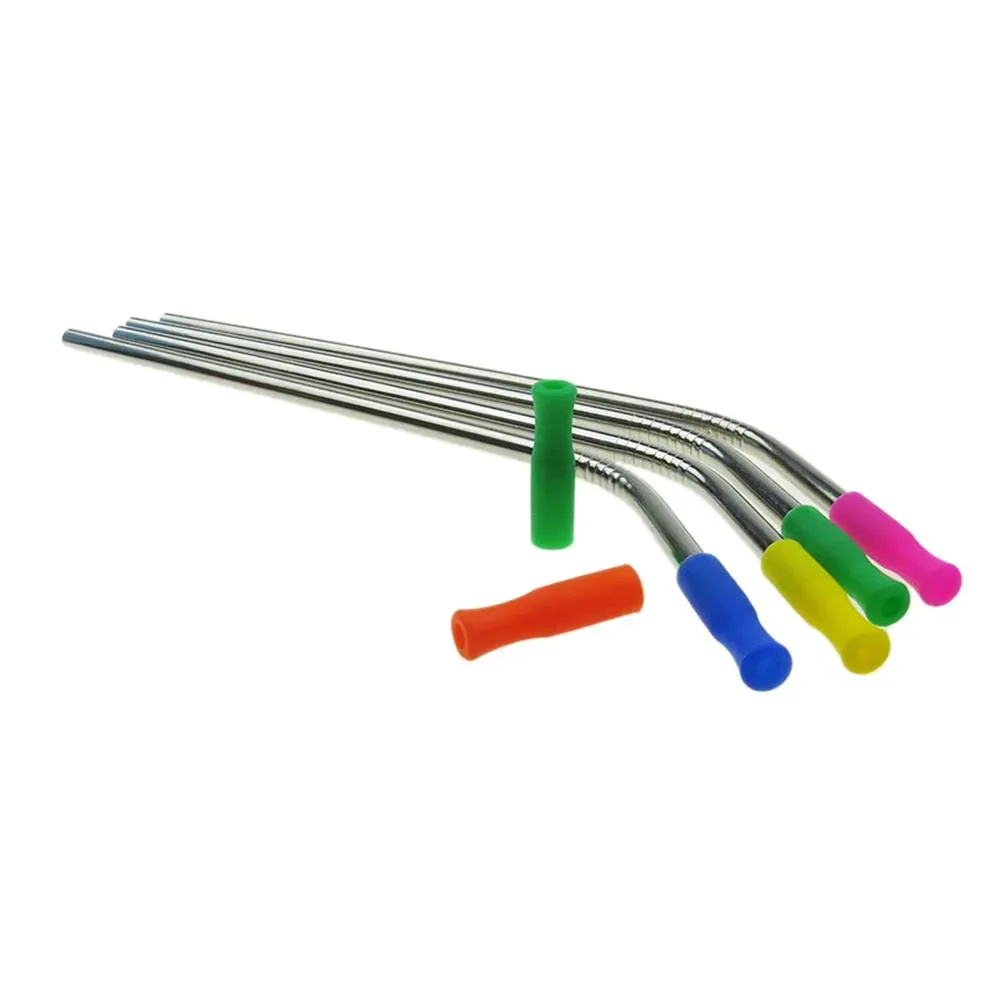 11 Colors Metal Straws Silicone Tips Fit for 6mm Wide Stainless Steel Straw