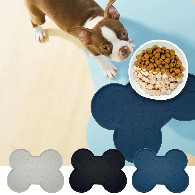 Tapetes de mesa alimentadores de cães elevados para cães pequenos de silicone Placemat oval non Slip anti sujo