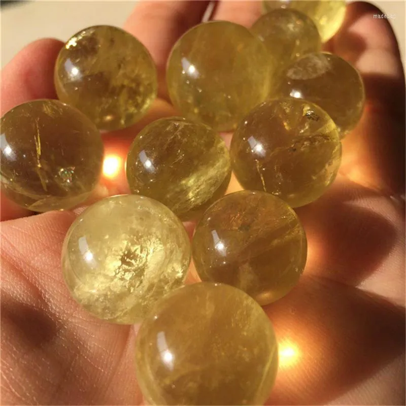 Decorative Figurines Natural Quartz Small Size Yellow Citrine Sphere Balls Healing Stones For Home Decoration