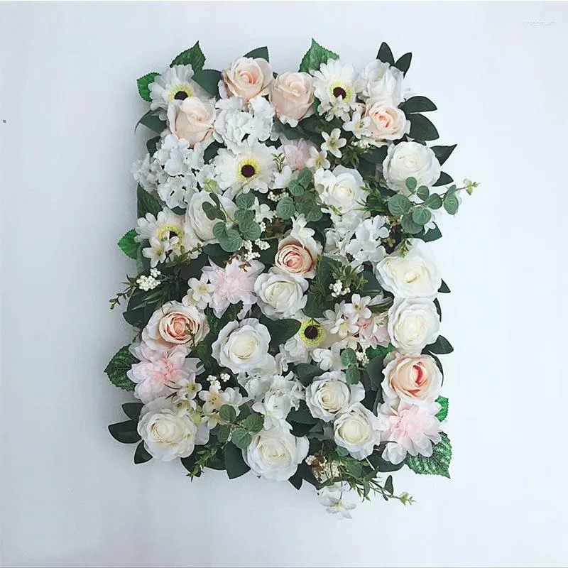 Fleurs décoratives 55x40cm Artificielle DIY Décoration De Mariage Fleur Panneaux Muraux Soie Rose Toile De Fond De Noël