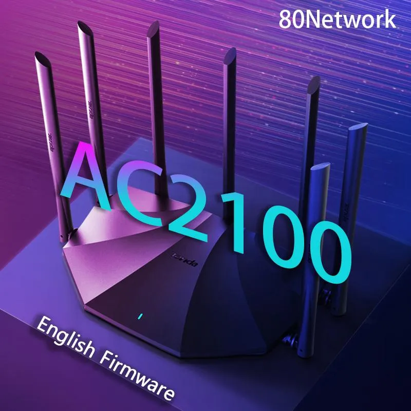 Routers Tenda AC23 AC2100 Router DualGigabit 2.4G 5.0GHz DualBand 2100M Wireless Router Wifi Repeater 7 Antennas Global Version