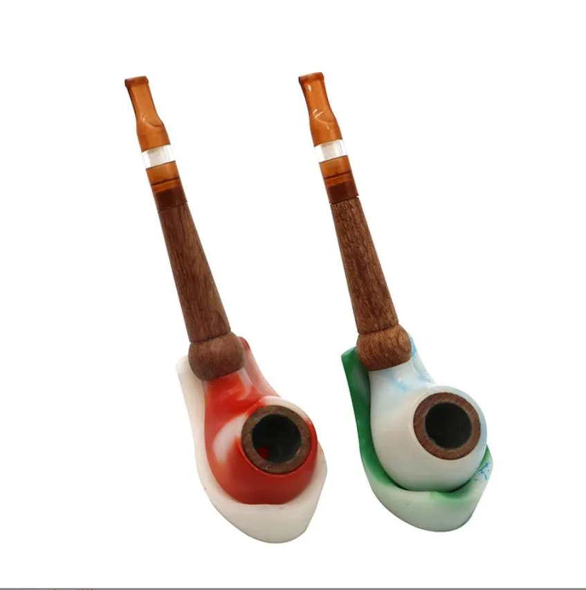 Smoking pipe New imitation jade wood splicing resin pipe with a length of 130mm, men's pipe and pipe accessories
