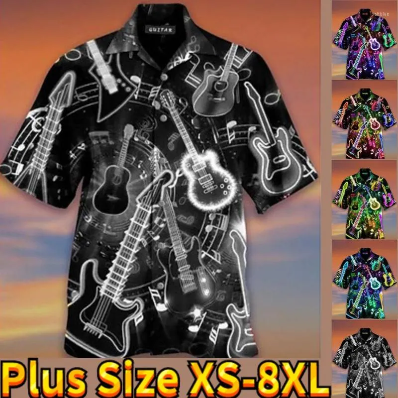 Freizeithemden für Herren, neueste Business-Mode für Herren, bequem, Frühling und Herbst, dünn geschnittenes Hemd, Gitarrendruck, XS-8XL