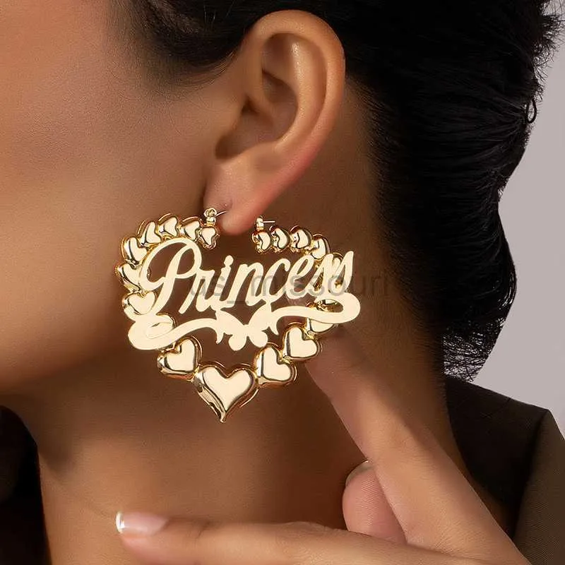 Save Big on Bulk Earrings Hoop Punk Name Hoop Earrings, Bamboo Heart  Earrings: Large Circle Stainless Steel Hiphop Stud Earrings With Love Heart  Drop