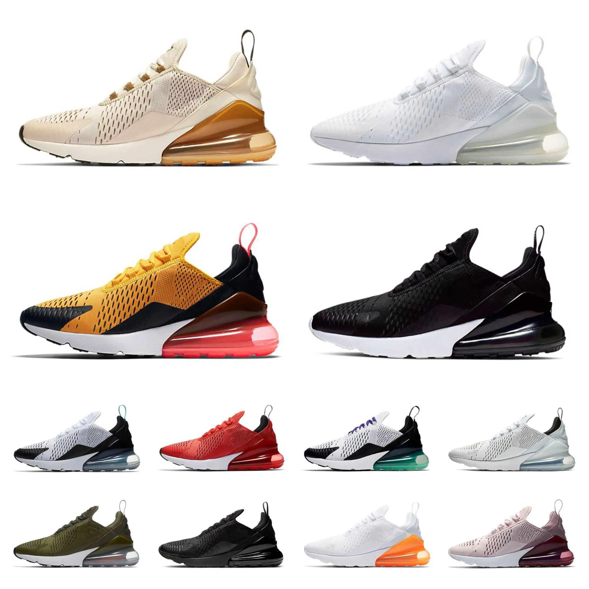 Designer Max 270 Casual Shoes Men Women 270s Air React Triple Black White Royal Bred Be True Metallic Gold Barely Rose Olive Dusty Cactus Midnight