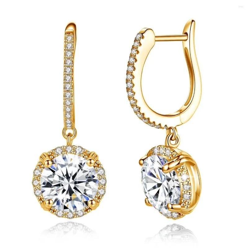 Ringos de cluster jóias finas 4 missanita de 8 mm Brincos de moissanita para mulheres Solid Sterling Prata 925 Jóias de tendência de luxo certificadas
