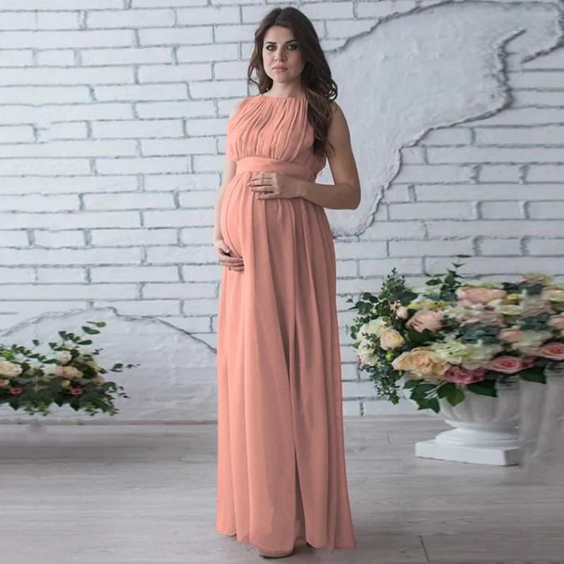 Vestidos de maternidad Ropa Vestido de noche Elegante Mujeres embarazadas Vestido sin mangas Pography Props Mujer Vestidos Ropa Embarazada