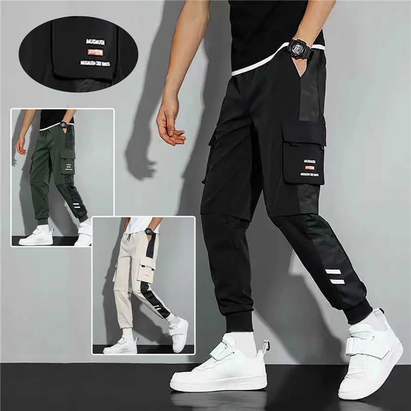 Primavera ed estate New Harajuku Sport Pantaloni sottili Pantaloni cargo Ragazzi Jogging Uniformi tattiche Pista da uomo Abbigliamento cool P230529