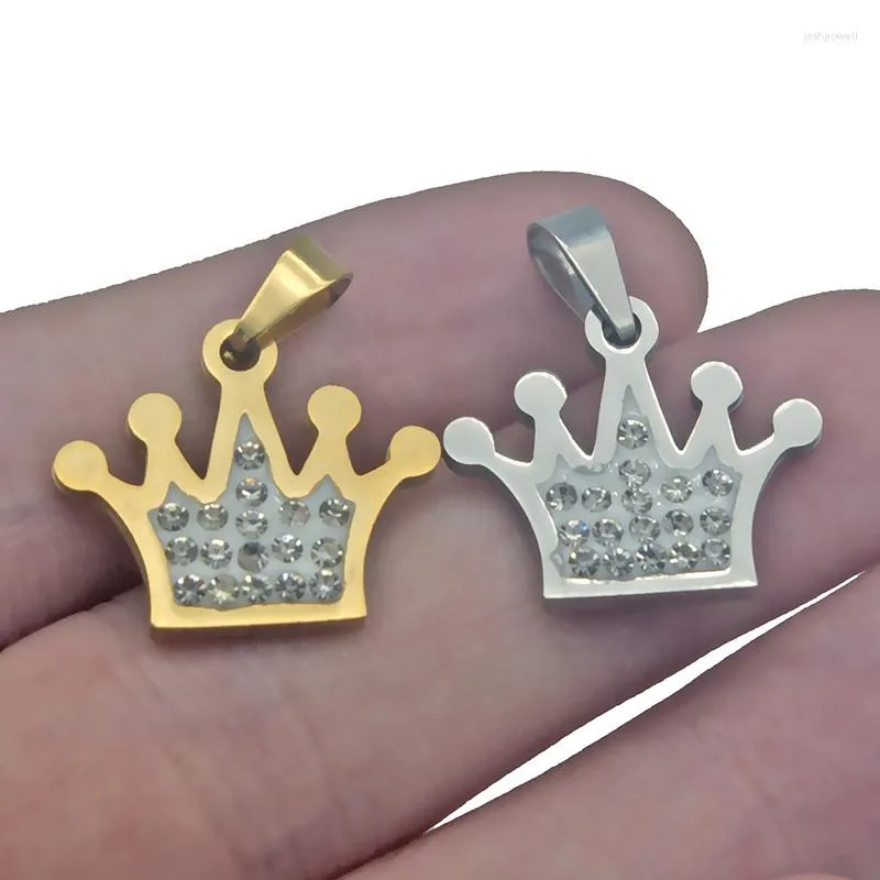 Charms 1pcs/lot colar de aço inoxidável Mulheres do homem do homem coroa jóias pendentes de cor dourada fazendo descobertas de presentes