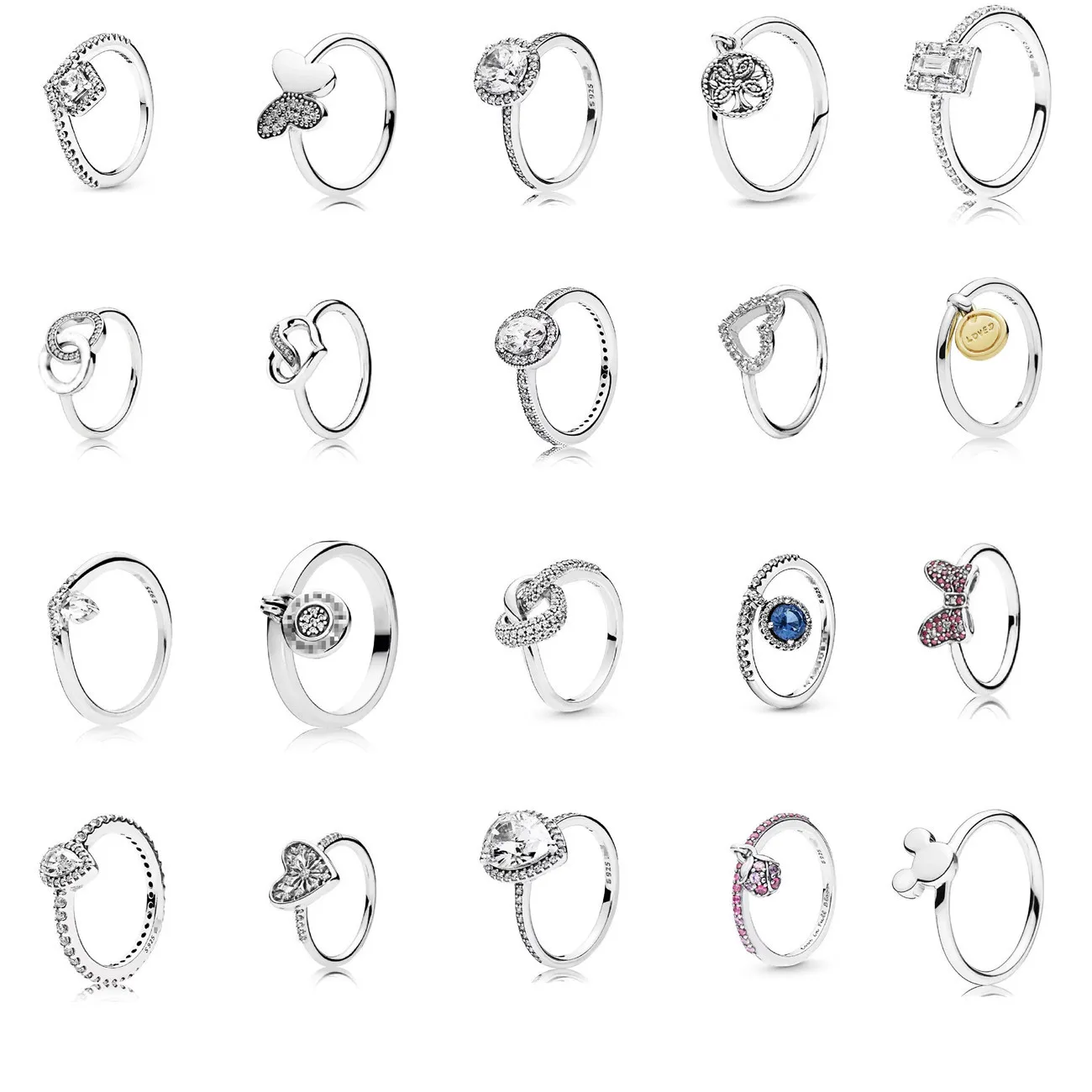 Ring Tasarımcı Mücevherleri Kadınlar Orijinal Kalite Bant Yüzükleri 925 Gümüş Yüzük Parlak Kelebek Stili Moda Yüzük Takı
