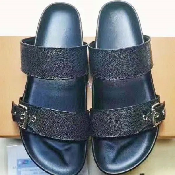 Slide sandals with buckle on sale