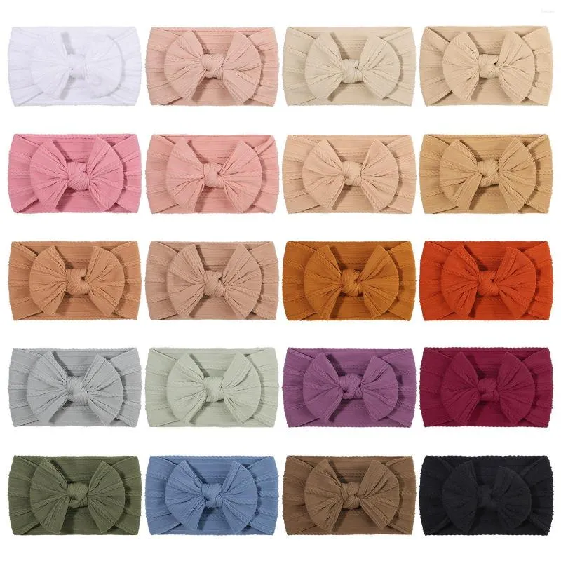 Hårtillbehör Pantone Autumn Color Bows pannband för babyflickor Elastiskt band Bomullsbowknot Turban Kids Headwear