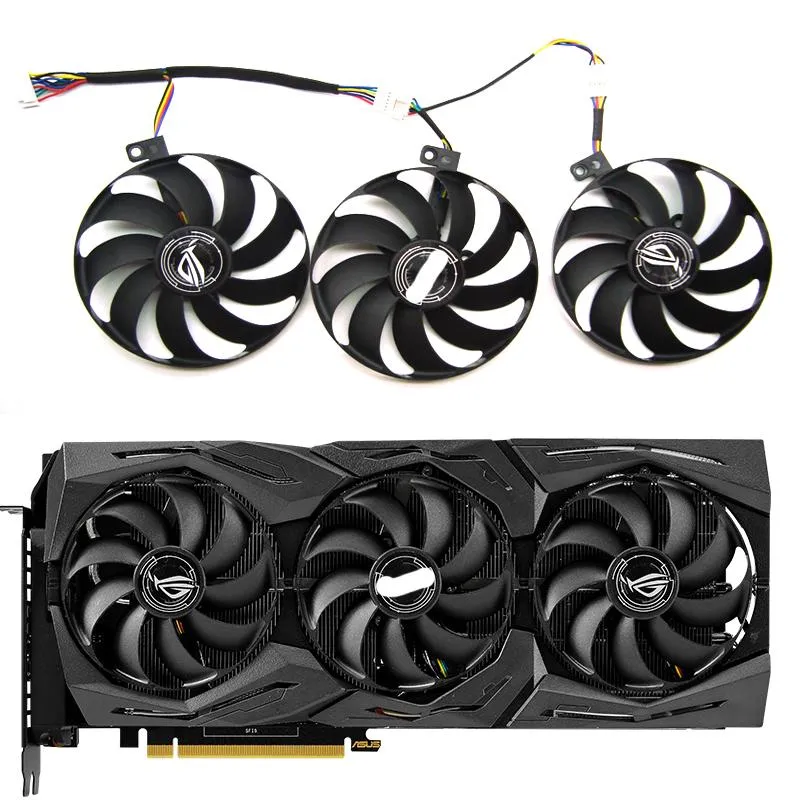 Chłodzenie darmowa wysyłka T129215SU 7pin GPU Cooler Fan For Asus Rog Strixgeforce RTX 2060 2080 TI lub RX 5600 XT RX 5700XT wentylator