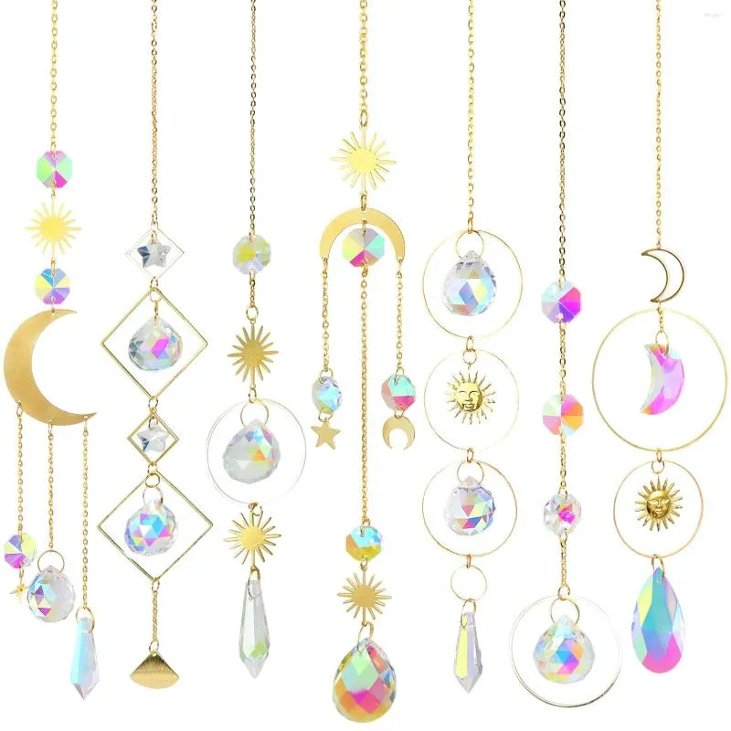 Decorações de jardim Cristais coloridos Sunscatcher pendurados com pingente de corrente de pingente de cristal de pingente para janela casamento no dia de Natal Casamento