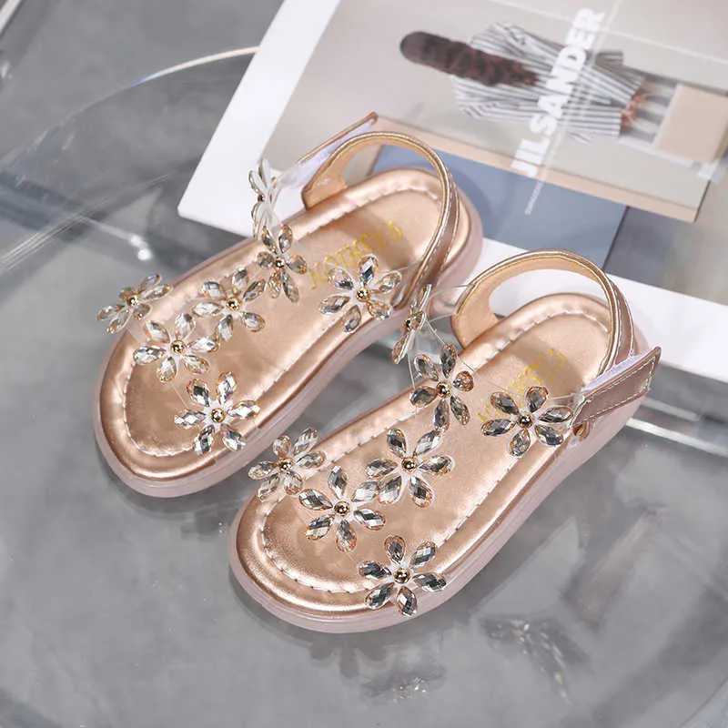 Sandaler Sandaler Baby Girl Sandaler Crystal Bling Diamond Flower Princess Dance Shoes Summer Small Big Kids Party Years Old