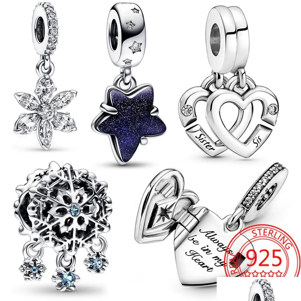 Charms 925 Sterling Sier Open Heart Fire Box Suspension Hanging Pendentif Pandora Bracelet Womens Wedding Party Jewelry Drop Delivery Dh9Ek