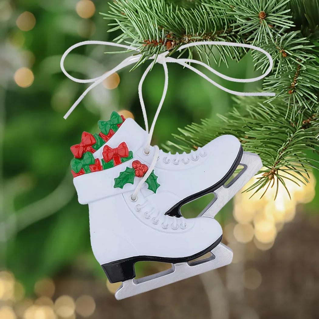 Scarpe da pattinaggio su ghiaccio per ragazza Polyresin Lucido Ornamenti personalizzati per l'albero di Natale Scrivi nome Regali personalizzati Regalo di Natale