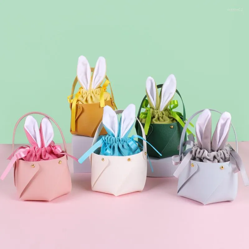 Gift Wrap 5Pcs/lot Easter Bags Ears Velvet Bag With Leather Box Sugar Wedding Candy Creative Cute Decor