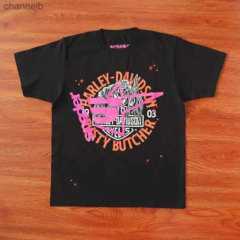 Men's T-Shirts Men T-Shirts Pink Young Thug Sp5der 555555 printed Spider Web Pattern cotton H2Y style short sleeves Top Tees hip hop size S-XL L230518