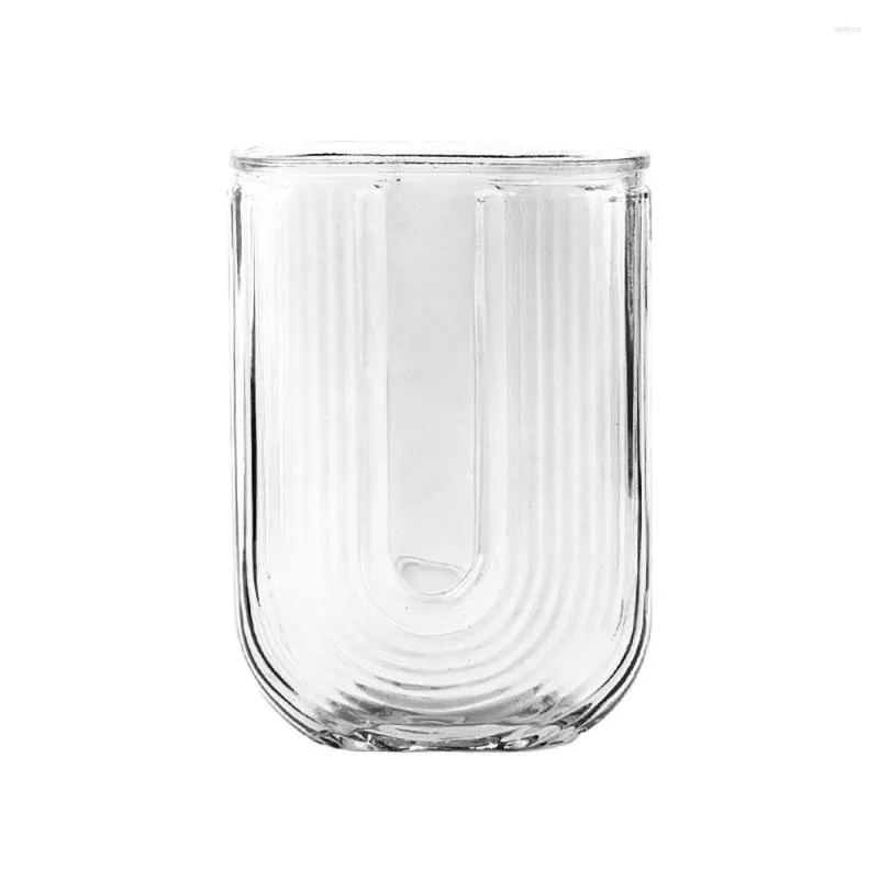 Vases Glass Decorative Vase Transparent Durable Indoor Craft Flower Arrangement Gift U Shape Modern Home Decoration Grey Vessels