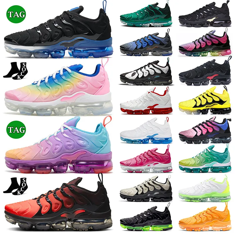 TNS MEN MENS KVINNA KUSHION TN PLUS RUNNING STOR STOR STORLEK 13 FLYVIKT TRIPLE SVART VIT RÖD TENNIS BALL CRIMSON Gradient Tuned Jogging Sports Sneakers 36-47