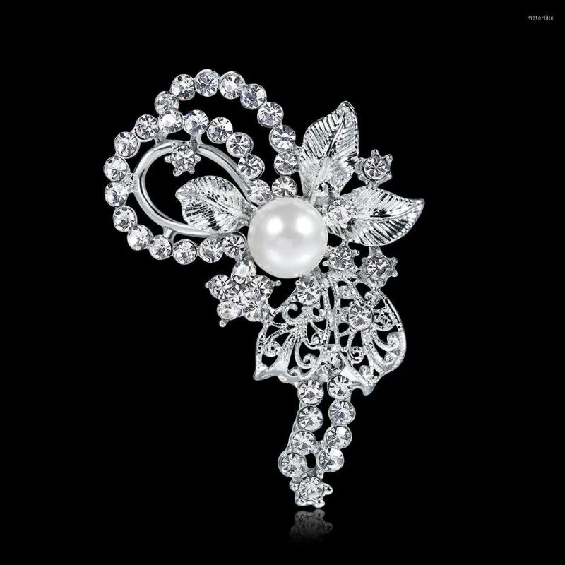 Broches Broche Broche Strass Cristal Fleur Simulé Perles Pour Mariage Ou Robe Décorations Bejeweled AD087