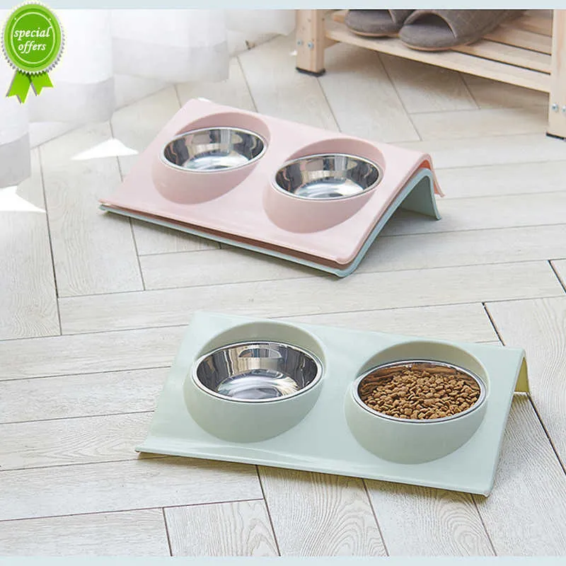 Novo Pet Tigela de Aço Inoxidável Cão Gato Tigela de Armazenamento de Alimentos para Animais de Estimação Tigelas de Armazenamento de Alimentos para Viagens ao Ar Livre Portáteis para Cachorros Alimentador Recipiente de Alimentos Dish