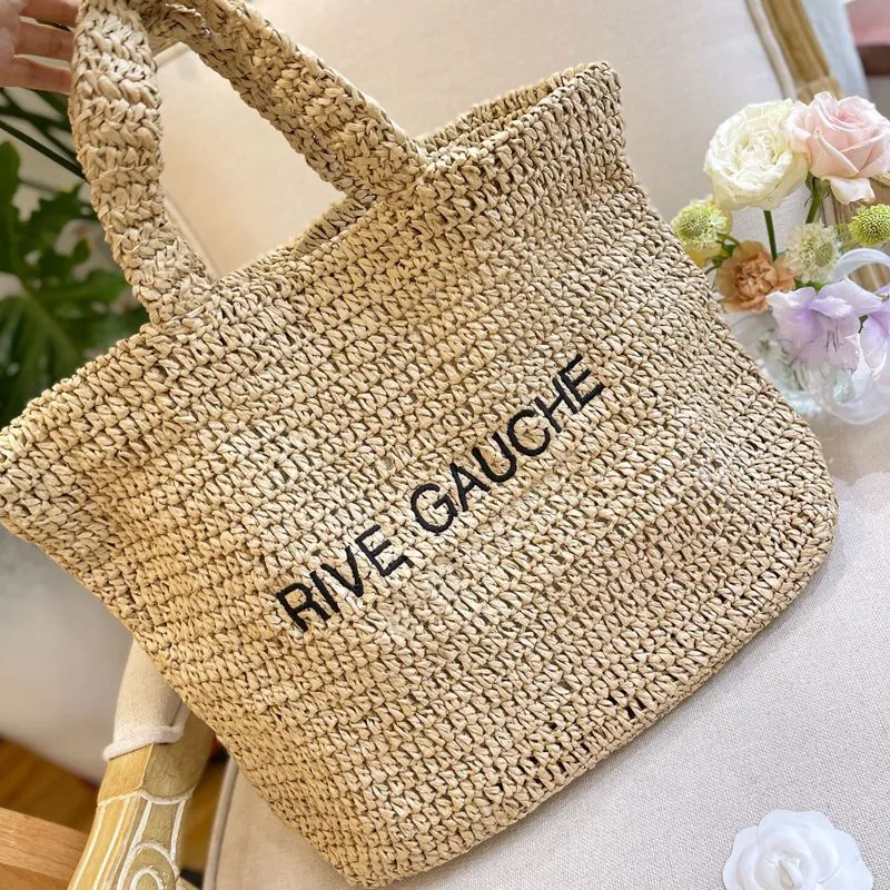 Borsa di paglia estiva Secchiello Cesto di verdure Donna Borse da spiaggia intrecciate in rattan Borsa firmata Casual Vacanze Viaggi Shopping Borse Borsa Borse a tracolla Portafoglio all'ingrosso