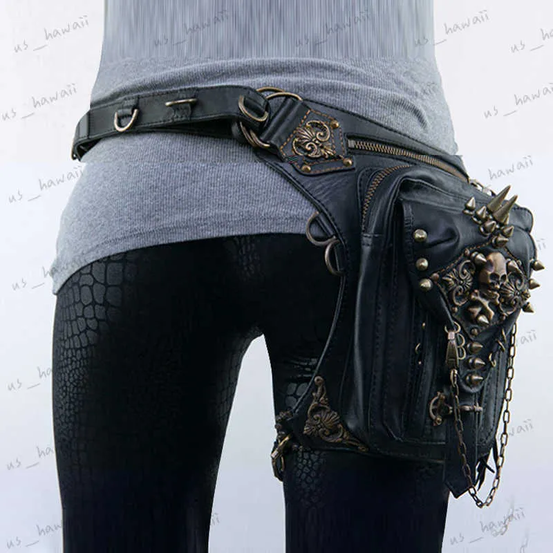 Sacs de taille Moto Steam Punk Taille Jambe Hanche Ceinture Banane Messenger Sac À Bandoulière Téléphone Portable Taille Sac Fanny Packs Pack Pour Femmes Gothique T230529