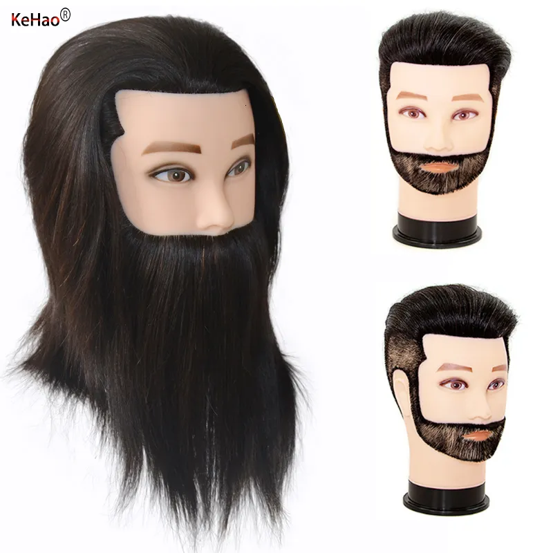 Têtes de mannequin tête de mannequin homme avec 100% cheveux humains Remy noir pour la pratique coiffeur cosmétologie formation tête de poupée pour la coiffure 230529