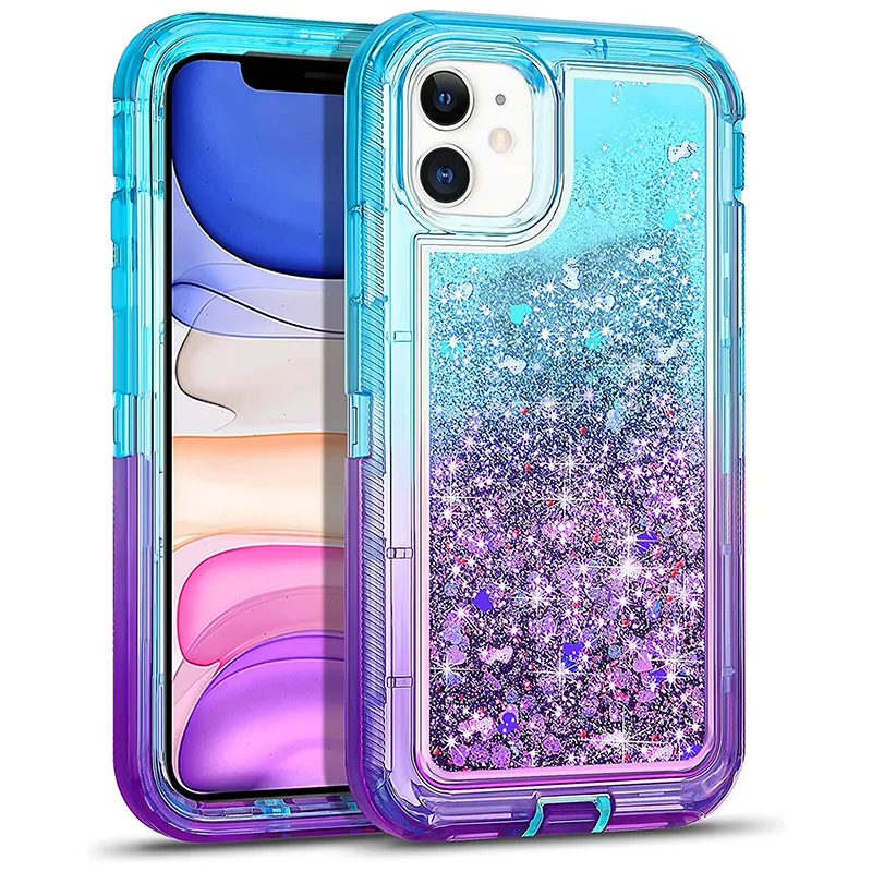 Glitter Quickstand Phone Cases for Iphone 15 14 13 12 11 Pro Max XsMax Xr Xs X 7 8 Plus Fashion Gradient Shockproof Full Protective Cellphone Case Cover