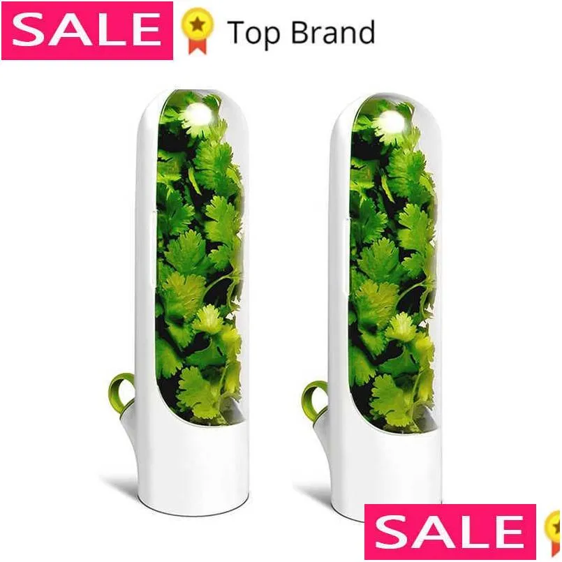 Storage Bottles Jars 1/2Pcs Premium Saver Home Kitchen Gadgets Container Herb Keeper Keeps Greens Fresh Cup Specialty Tools Drop D Dhwhc