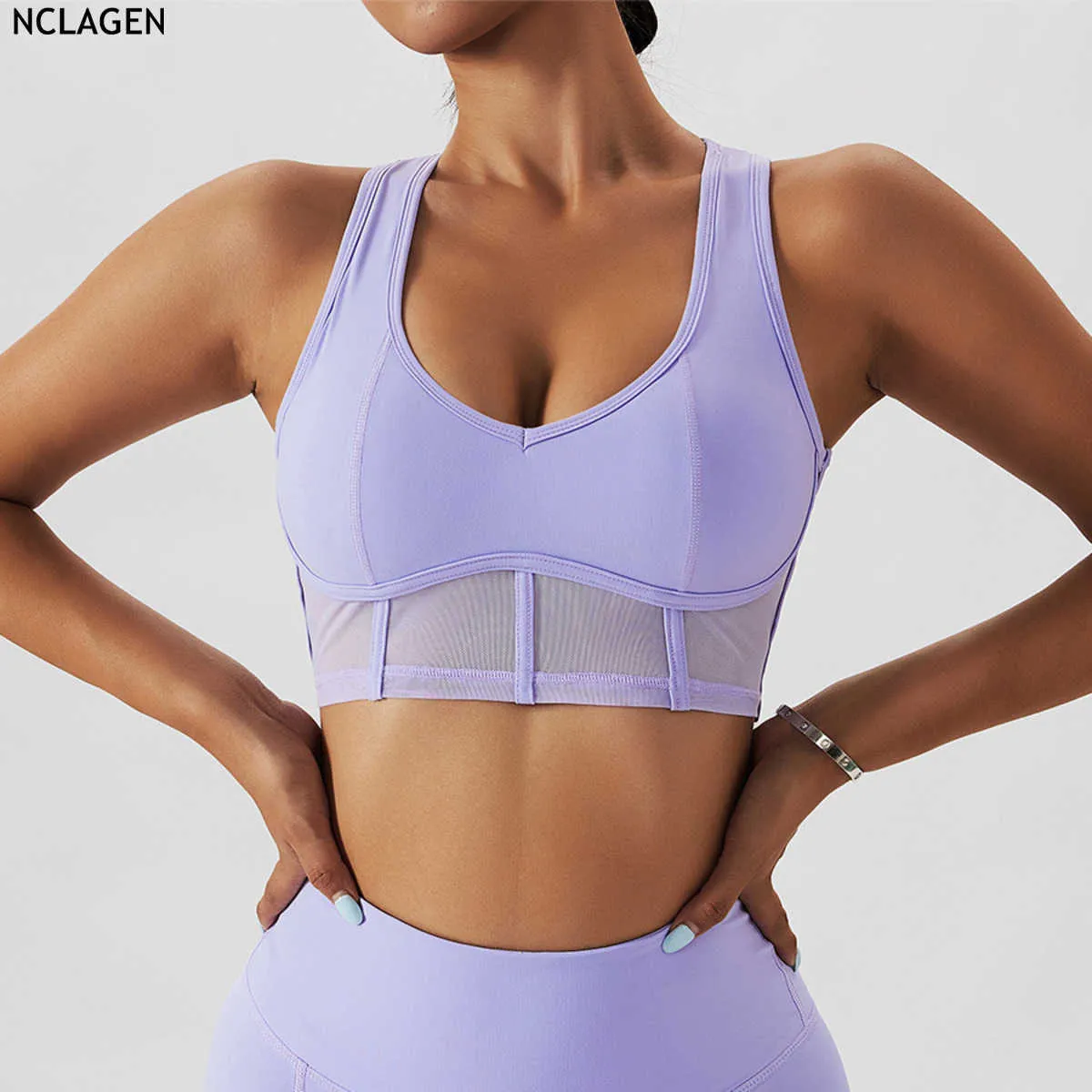 Bras NClagen Sport Bra High Impact Mesh Ademend snel droog ondergoed Push-up Elastische crop top Women Fitness Vest Running J230529