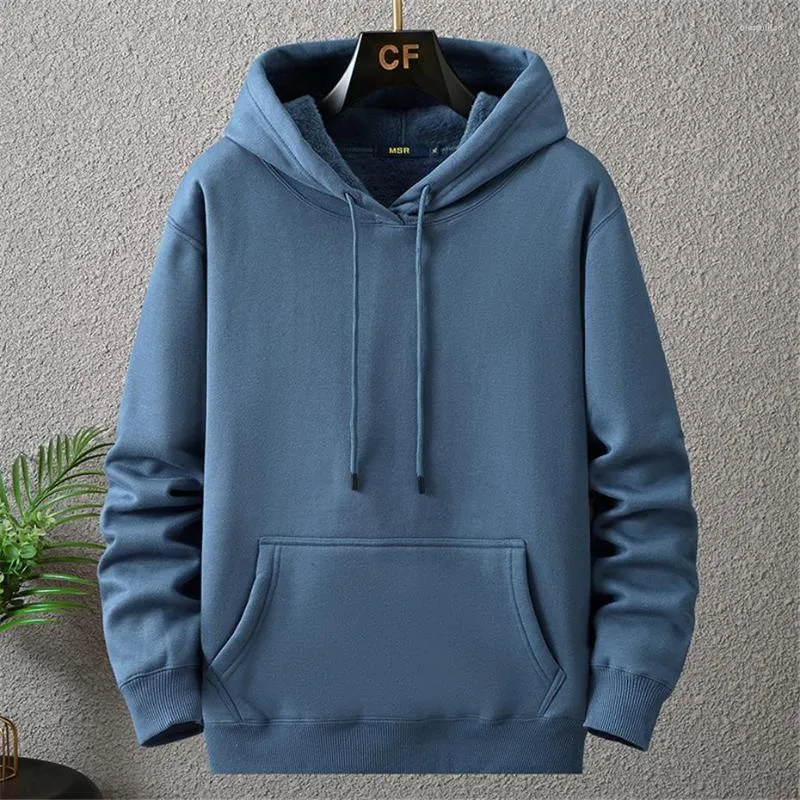 Herrtröjor män överdimensionerad hoodie jacka vinter tjock varm fleece fodrad tröja långärmad avslappnad grundgrå svart 12xl stor storlek