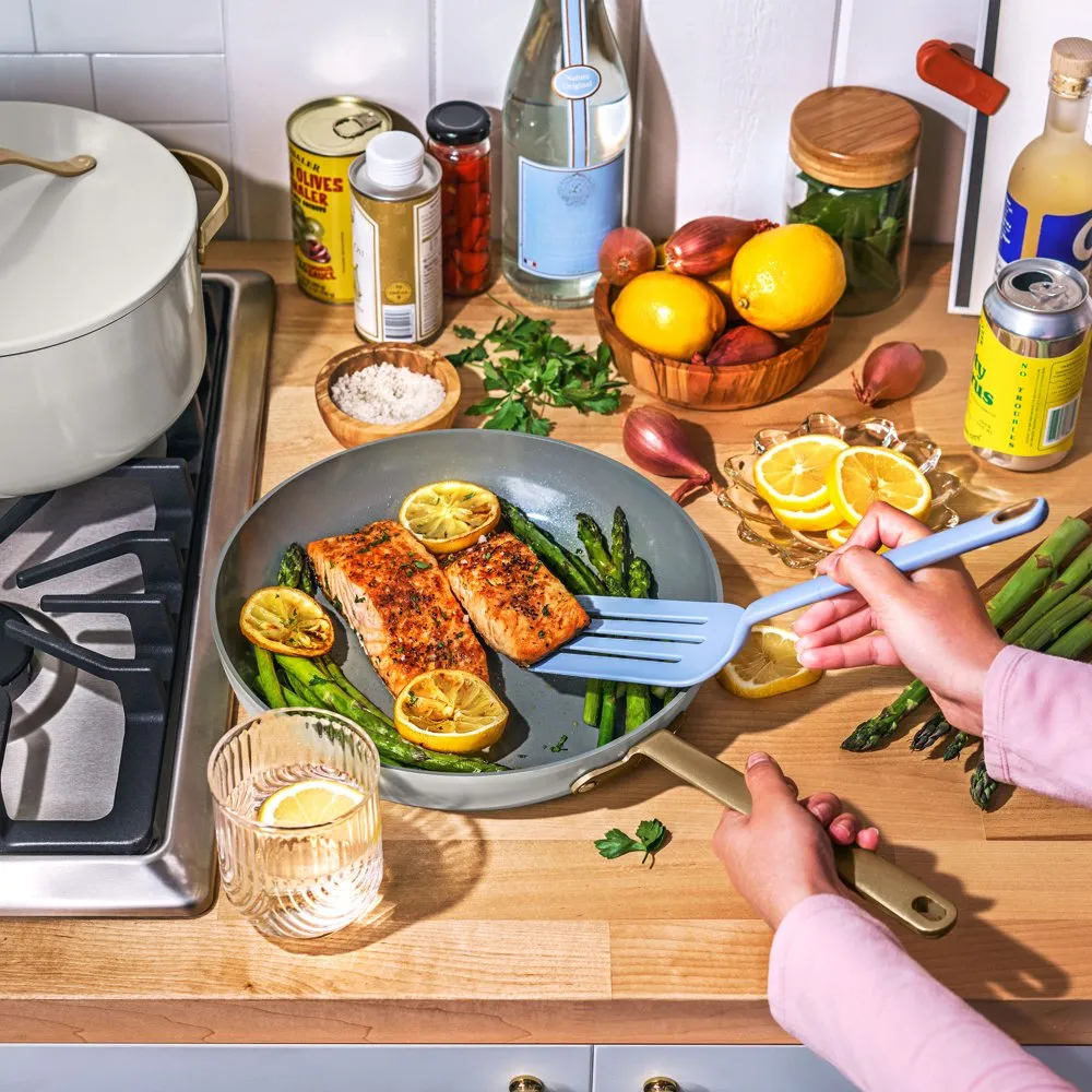 Beautiful 12-inch Nonstick Skillet - Ceramic Fry Pan, White Icing ...