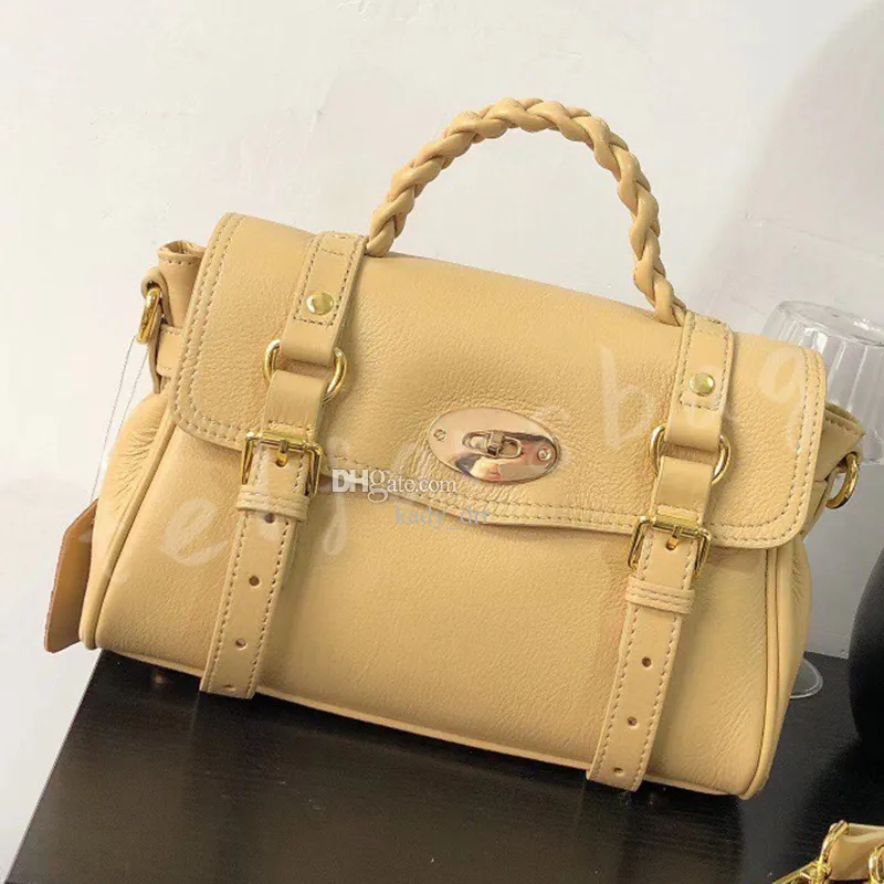 Women Alexa Tote Mulberry Bag Soft Leather Designer Mulberries Postmans Lock Closure Handbag Handcrafted Braided Top Handle Crossbody Shoulder Bags