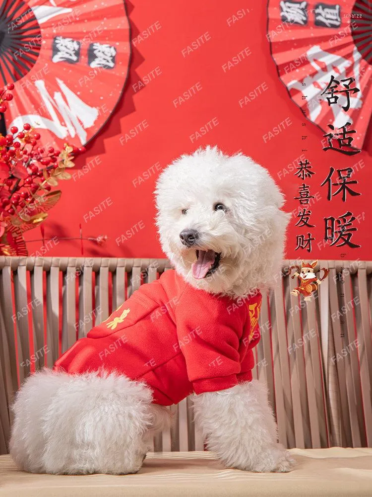 犬のアパレルペット服冬の暖かさ中国の年セーターアンチシェディングファーキャットパペットブルー猫