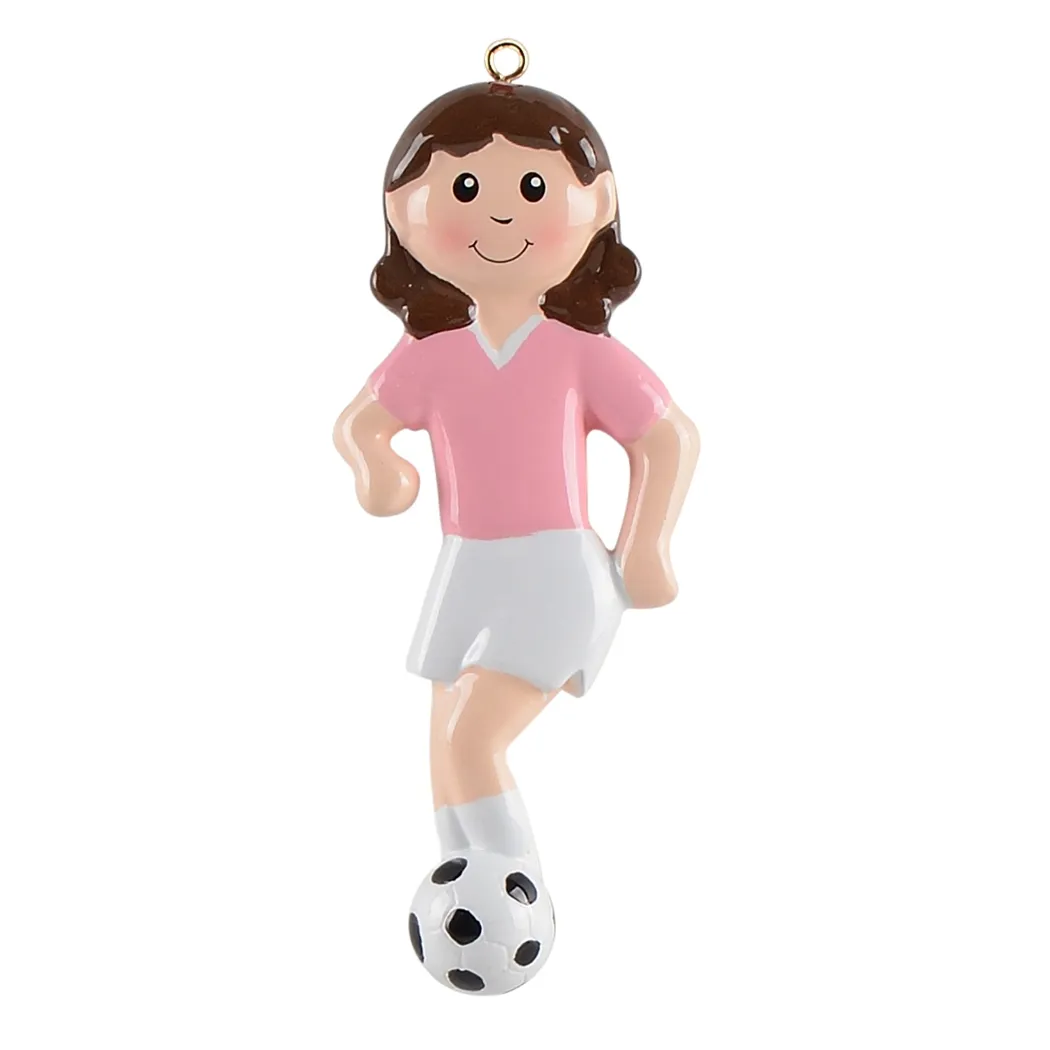 Girl soccer player christmas ornament deals