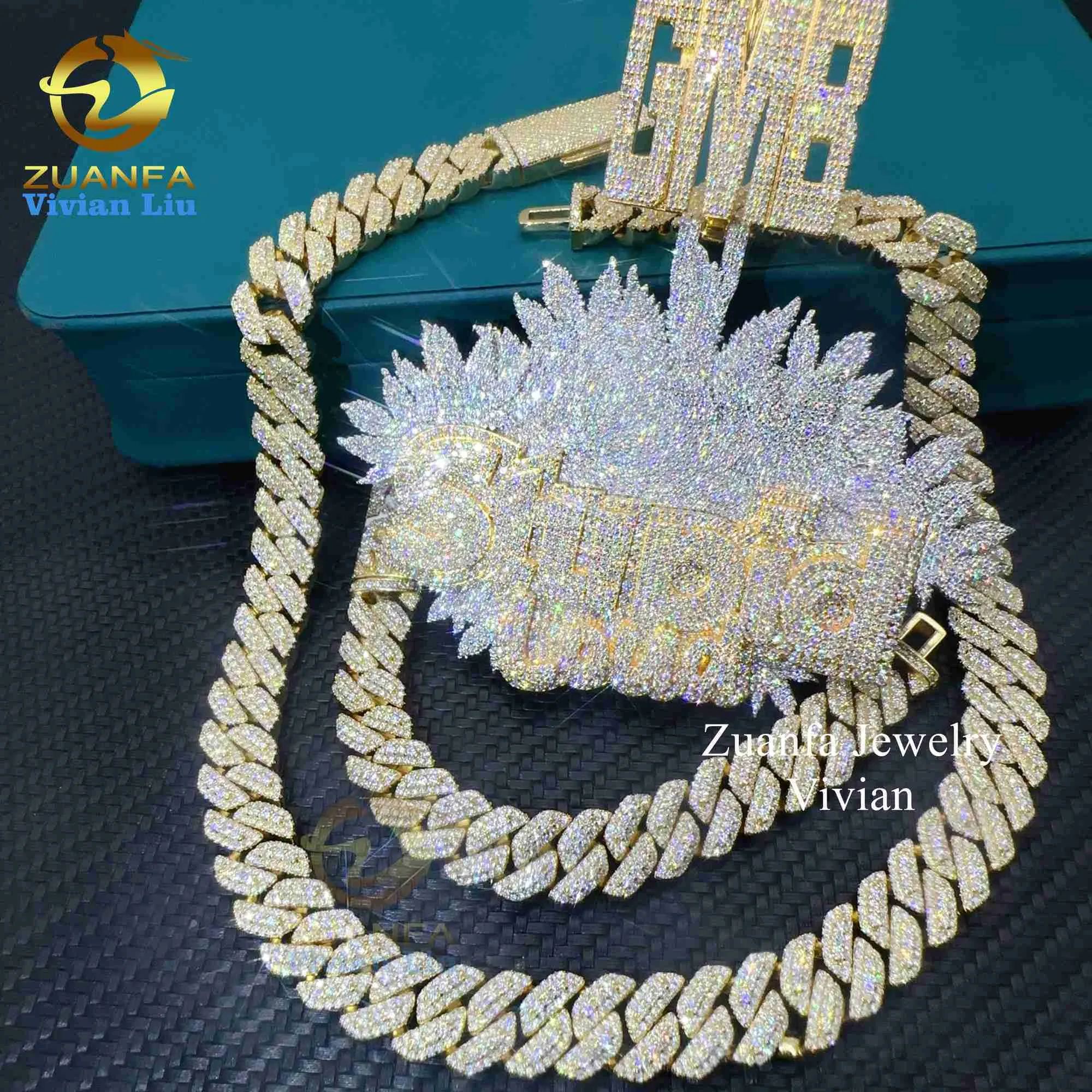 Ожерелье с подвеской из муассанита Iced Out из стерлингового серебра 925 пробы в стиле хип-хоп, подвески для изготовления ювелирных изделий Vvs с муассанитом и бриллиантами
