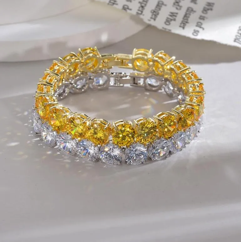 Choucong Tennies Bracelet Étincelant Bijoux De Luxe Or Blanc 18K Remplir Bleu Saphir CZ Diamant Zircon Partie À La Main Diamonique Femmes Bracelet De Mariée Cadeau