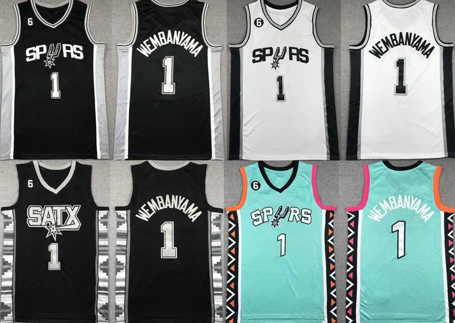 Stitched Victor Wembanyama Basketball Jerseys S XXL 2023 24 White And Black Men Women Kids City