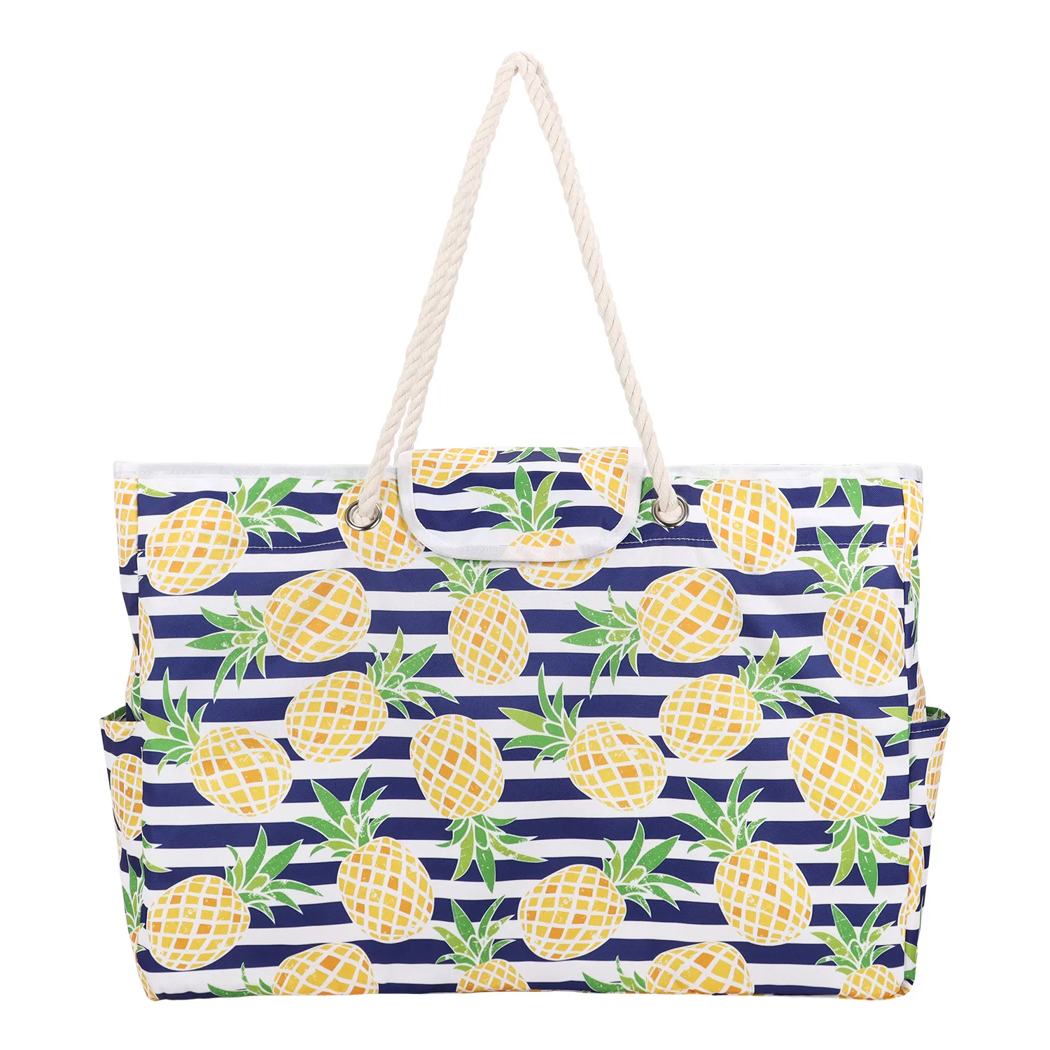 Пляжная сумка с большой емкостью повседневные многофункциональные сумки с ананасовыми полосами банановые листья и печать букв