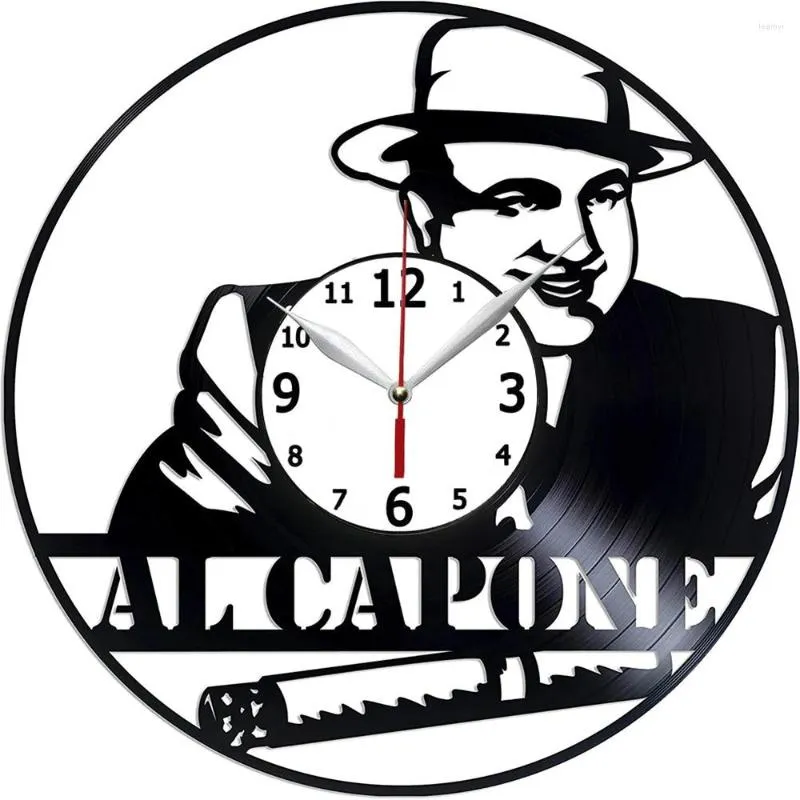 Relógios de parede Al Capone Arte Moderna LP Relógio Ideia de presente de aniversário para homens Decalques feitos à mão Decoração exclusiva para sala de estar