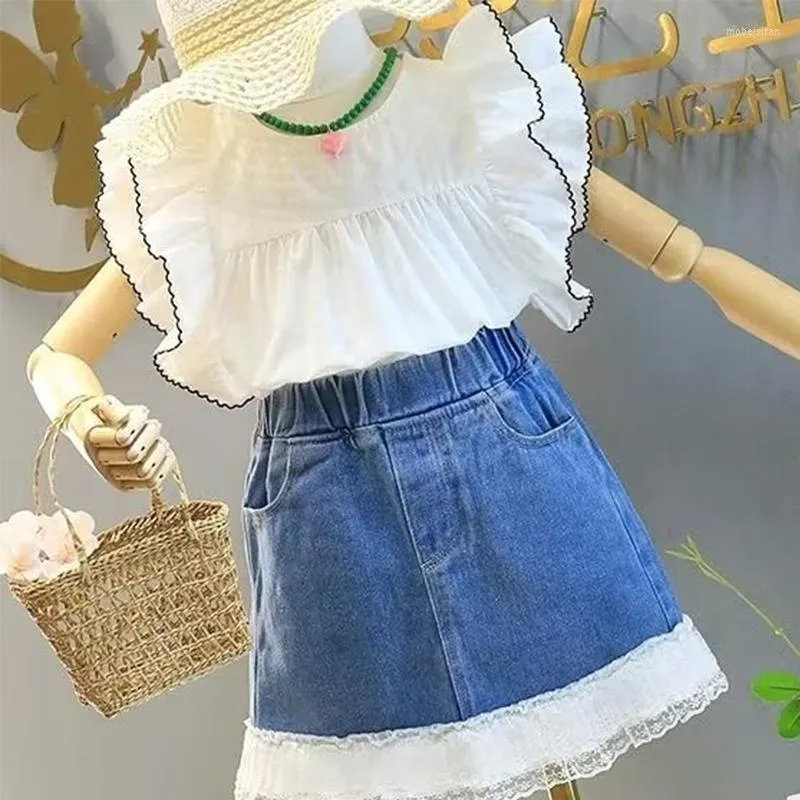 Clothing Sets Girls Clothes Fashion Kids Teenager 2Pcs Outfits For T-Shirt Denim Skirt Suit Children Summer