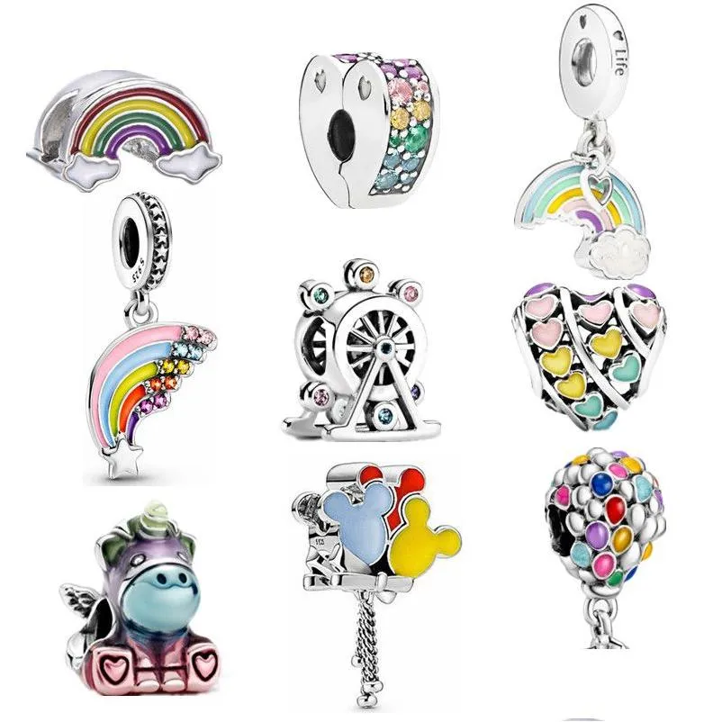 Charms 2023 925 Sterling Sier Color Rainbow Ballon Charm Beads Geschikt voor primitieve Pandora Bracelet Womens Sieraden Druppel Dhrt1