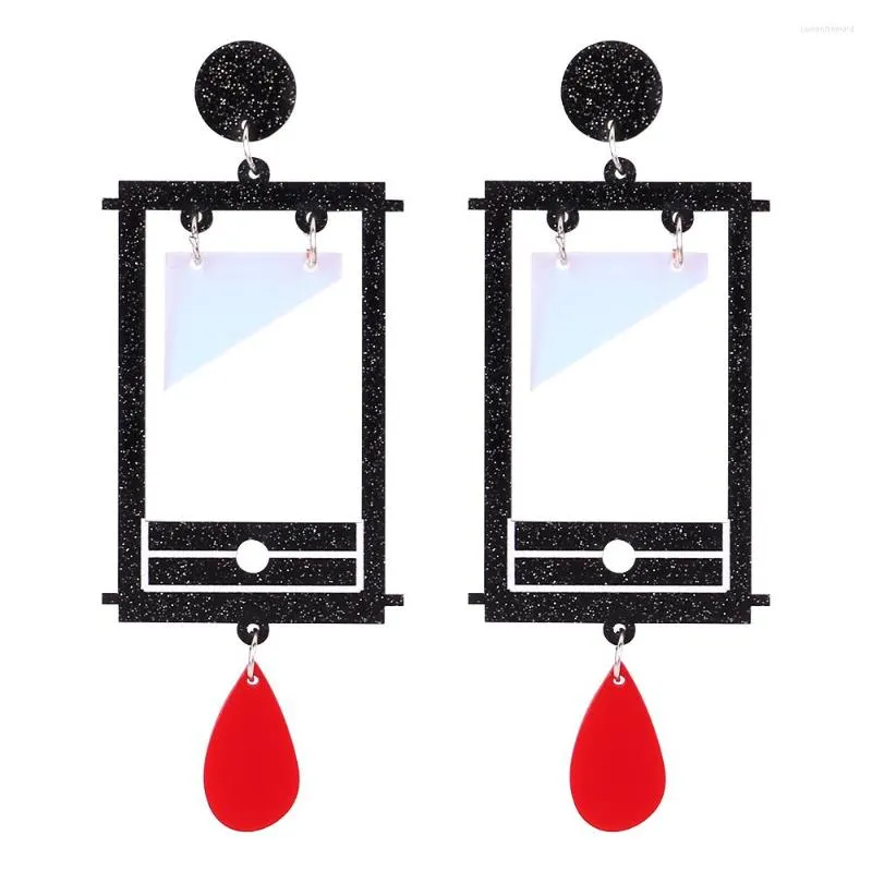 Bengelen oorbellen goth punk zwarte steiger acryl druppel voor vrouwen geometrische bloedige waterdrop long pendientes sieraden cadeau