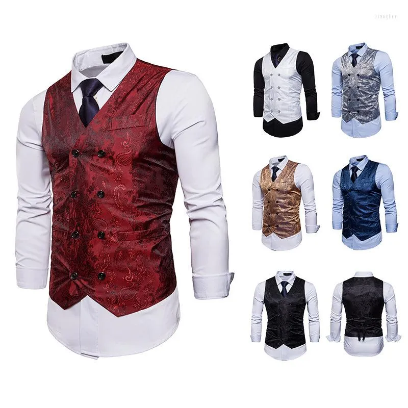 Gilet da uomo Gilet da uomo alla moda Abito formale da uomo Abito da canotta con stampa casual Rosso