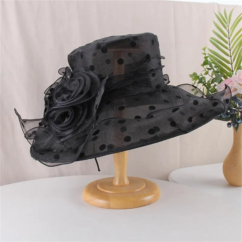 Spring Summer Mesh Sunshade Hat Flower Temperament Wedding Dress