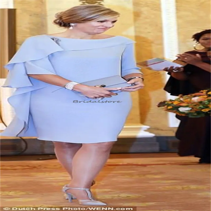 Blue Elegant 2024 Longue Genou Mere De La Robe De La Mariee Avec Manches Plus Robe De Soiree Formelle Taille Pour Mariage Bal Fete Du 84 92 DHgate
