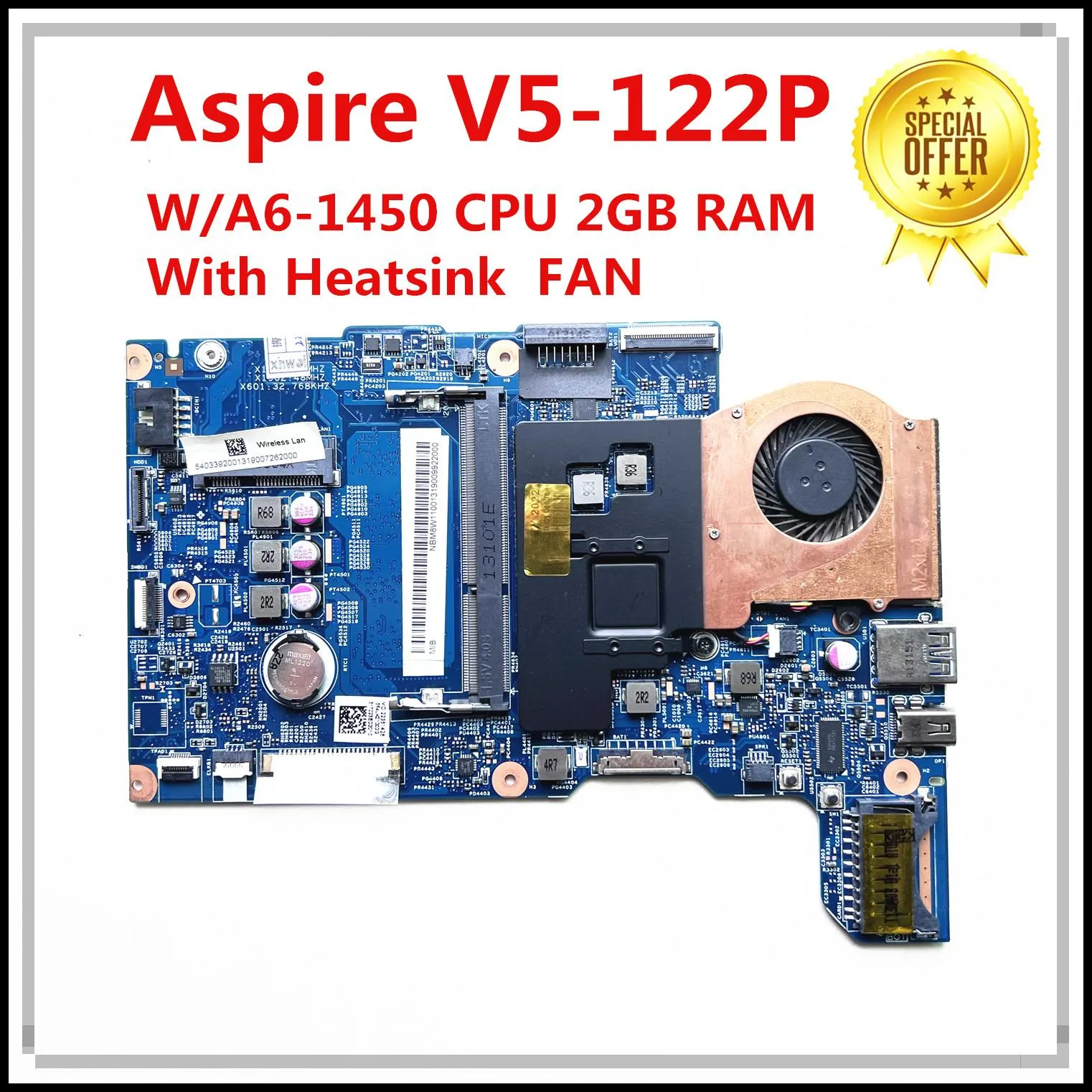 Carte mère pour Acer Aspire V5122P pour ordinateur portable avec AMD A61450 CPU 2GB RAM NBM8W11001 48.4LK03.011 DDR3 100% Navire rapide testé à 100%